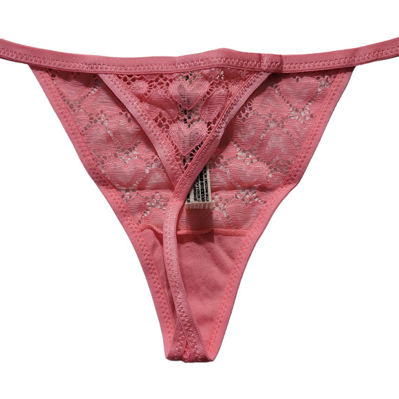 NWT FP Intimately 2 Piece Kelly Set Pink Ruby Lace Hearts Bra Thong Size Medium - Picture 4 of 7